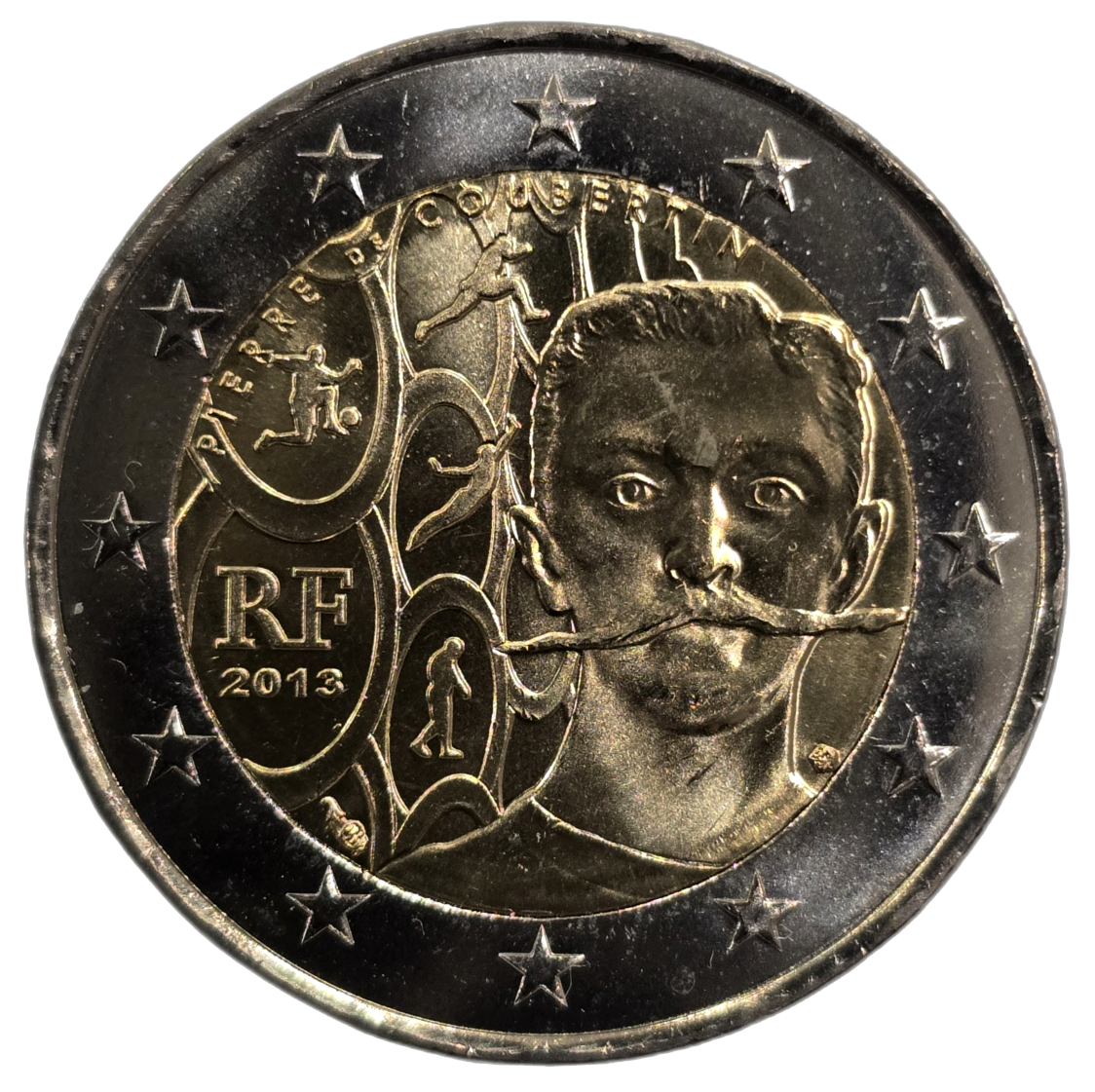 2 euros conmemorativa 150 Aniversario del nacimiento del Barón Pierre de Coubertin Año 2013